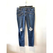 CARMAR DENIM Jeans Skinny Cropped Distressed Zippers Pockets Medium Wash 27
