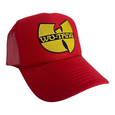 NEW WU-TANG CLAN HIP HOP RED HAT 5 PANEL HIGH CROWN TRUCKER