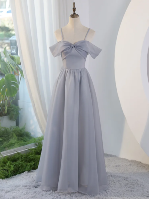 Grey Bubble Sleeve Bridesmaid Dresses Summer Square Neck Dress Evening Dress  | eBay
