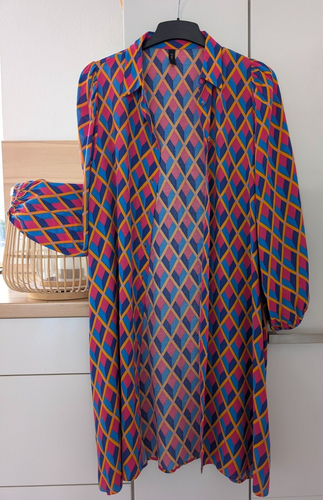 Extravagantes Y.A.S Kleid Gr. 38 M langarm bunt orange, rosa, blau Business❤NEU! - Bild 3 von 8