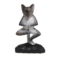World Menagerie Yoga Kitty Wood Figurine on sale World Menagerie Yoga Kitty Wood Figurine on sale
