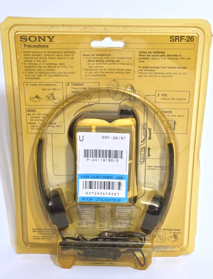 Vintage SONY AM/FM Stereo Receiver WALKMAN SRF-26 - Image 2 of 4