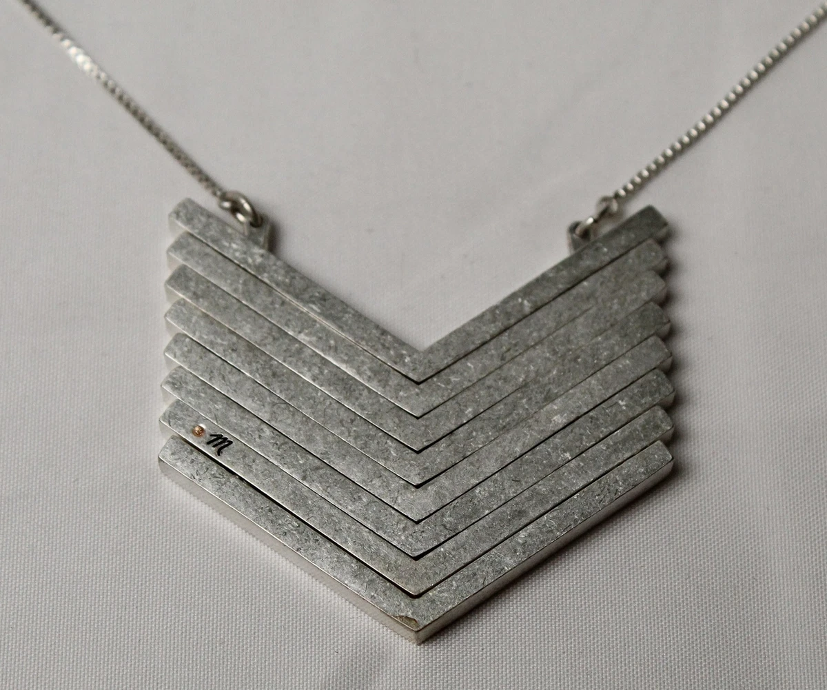 Madewell Women s Arrowstack Necklace SV3 Silver Adjustable eBay