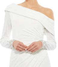 Mac Duggal (369) BEADED CUFF DROP SHOULDER FAUX WRAP GOWN 12231 Size 4 $398