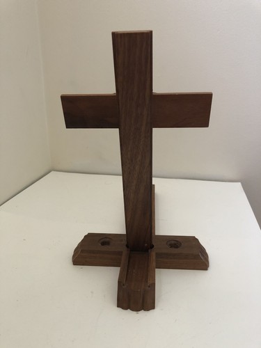 Vintage Wood Crucifix Cross Cast Metal Jesus Corpus Last Rights Box 13.5 x 7.5" - Picture 5 of 12
