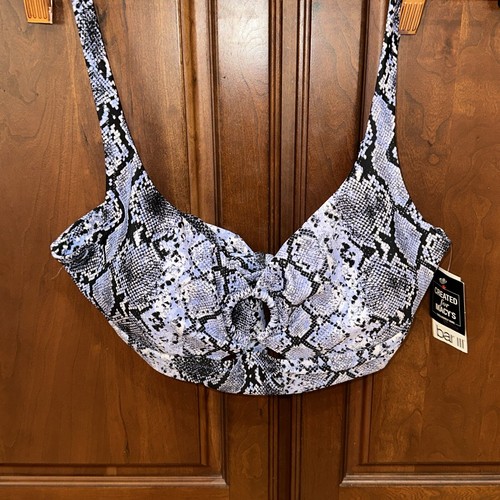 NWT Bar III Slitherin Bikini Top & Hi Rise Swim Bikini Bottoms Blue Snake Sz. M - Picture 3 of 17