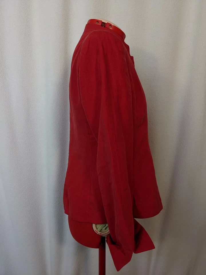 Chaqueta de lino Giorgio Armani Collezioni Primavera 2008 rojo cuello mandarín 10 Italia Foto 2 de 4