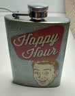 Wembley Stainless Steel 4 oz. Flask 'Happy Hour' Cheeky Humor Screw-On Lid