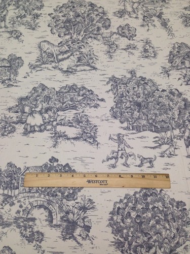RICHLOOM TOILE 107 GRAY COUNTRY FARM SCENE MULTIUSE FABRIC BY THE YARD 54"W - Picture 3 of 5