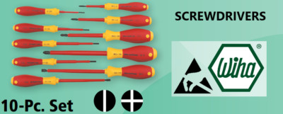 WIHA 10 PC SET INSULATED SLOT/PHILIPS SCREWDRIVERS ITEM NO. 7832093 (CH)-(FT)