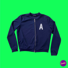 SELECT Women's Zip Up Lightweight Jacket, Crew Neck, Embroidered, Blue, UK 12