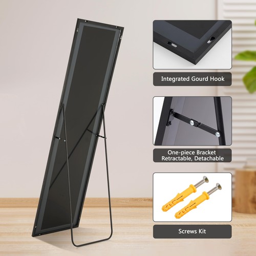 59"x16" Full Length Mirror for Home Wall Decor Large Floor Mirror Black - Picture 6 of 7