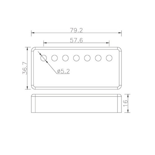7-String Humbucker Cover - 57.6mm. - Nickel Silver Raw - GP-HNSR57.6 - Picture 3 of 3