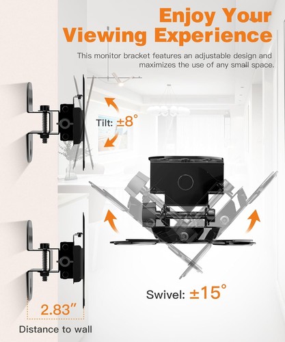 Small Swivel Tilt TV Wall Mount 13-25" Adjustable VESA 100x100mm 55lbs - Picture 3 of 5