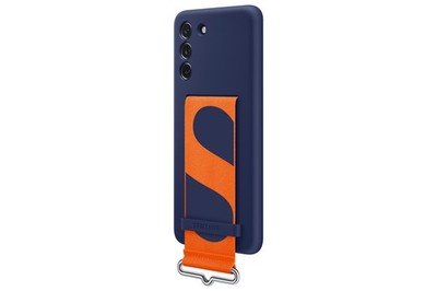 Samsung Silicone Cover mit Strap für Galaxy S21 FE, Navy, Backcover, BRANDNEU