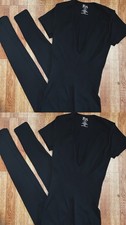 Womens Black V-Neck Short Sleeve Knit Stretch...