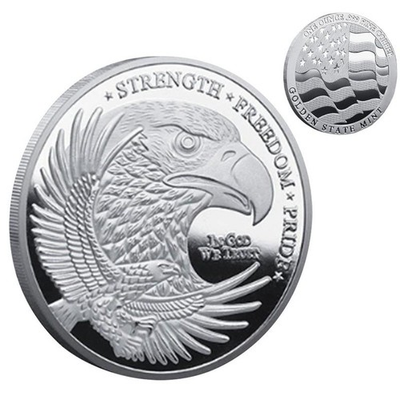 #ad Silver Eagle With Flag 1 Oz 999 Round STRBNGTH PRBBDOM PRIDR Coin $33.00