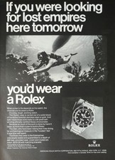 Vintage 1968 Rolex Date Submariner Watch Scuba Diver Full Page Original Ad