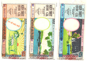 Pre 1975 South Vietnam Lottery Tickets=Ticket for APRIL  1970-3 tickets=Nice !!