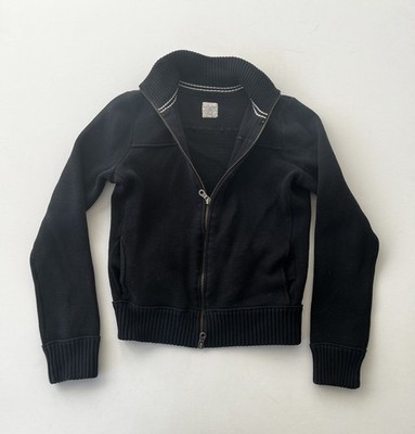 Martin + Osa Women's Sweater Size S small double Zip Mock Black Thick Cotton