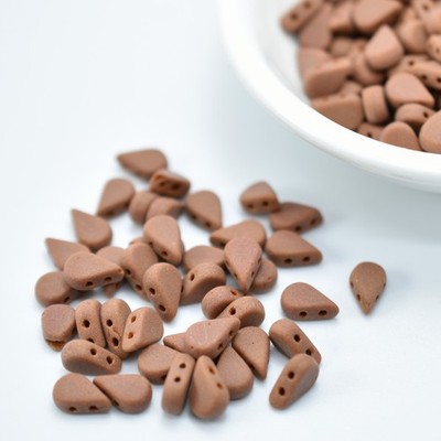 5x8mm Amos  par Puca  Two Hole Drop Shape (30 Beads) Opaque Choco Matte