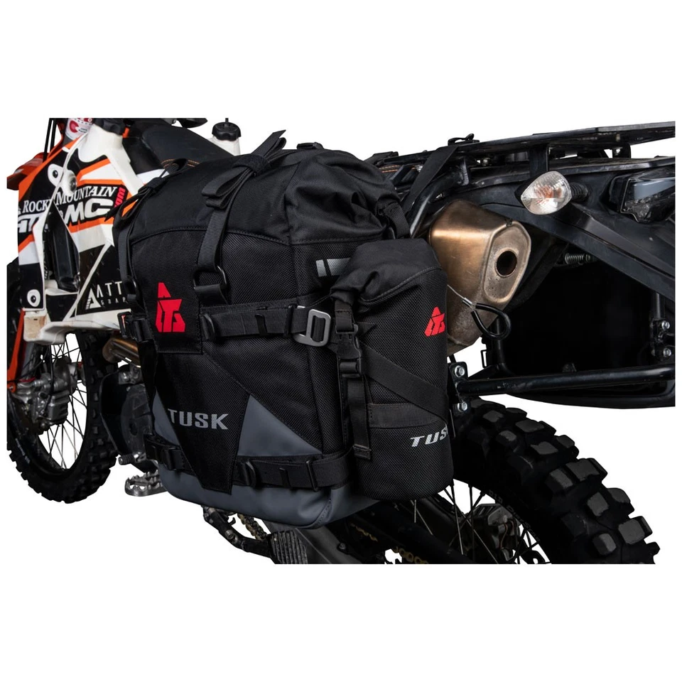 Bolsas de piloto Tusk Pannier Racks con soportes negro/gris para KAWASAKI KLR650 87-07 Foto 4 de 4