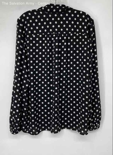 J. Crew Womens Black White Polka Dot Long Sleeve Button-Up Shirt Size 2X - Picture 2 of 6