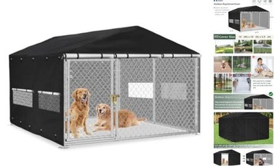 Outdoor Dog Kennel Covers 10'Dx10'Wx6'H Full Coverage Windproof Anti-UV with 