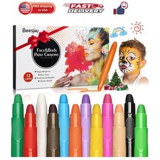 Face Painting Kits for Kids,12 Color Water Based Face Paint Kit, Washable Kid...