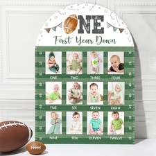 Football First Year Photo Board Down Birthday Party Colorful