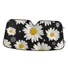 Sun Shade for Car Windshield Daisy Flower Floral Polka Dot Foldable Pattern 2