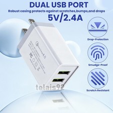 USB Wall Charger Dual Port USB Cube Power Adapter Charger Plug Block ...