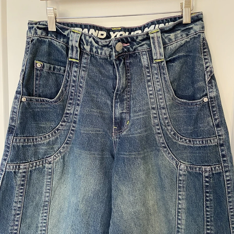 Vintage Analog Y2K Wide Leg Jeans Baggy Skate Denim Star Logo 2000s S10 (32x32) - Image 2 of 4