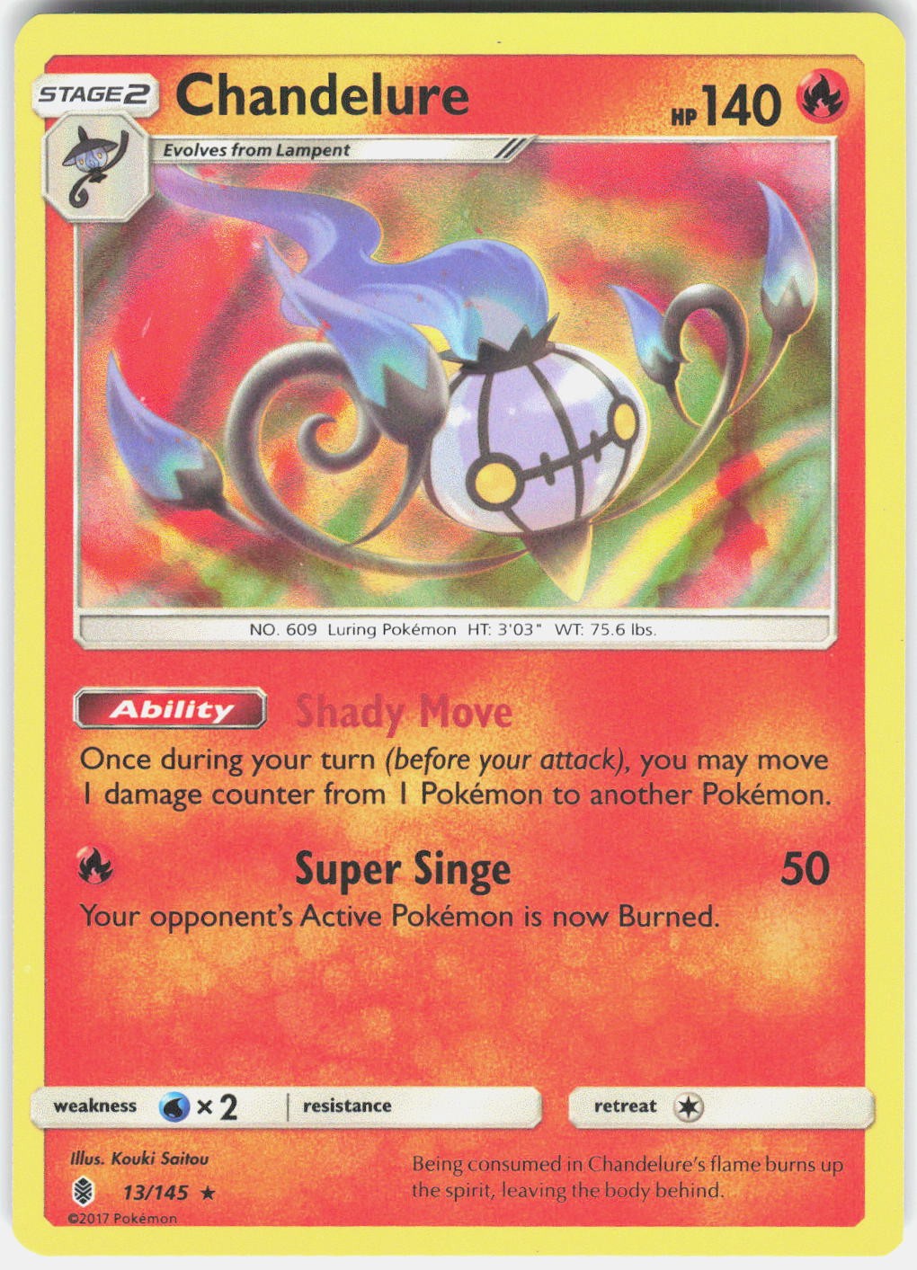 Chandelure 13/145 Holo Rare Guardians Rising Pokemon Lightly Played