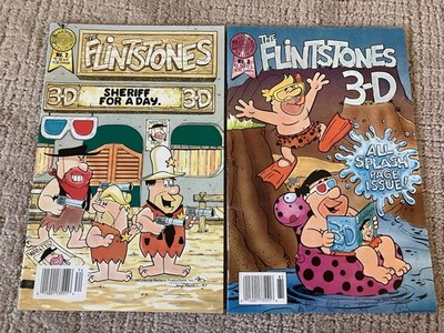 LOT OF 2 VTG FLINTSTONES 3D COMIC BOOKS BLACKTHORNE NO GLASSES NICE!