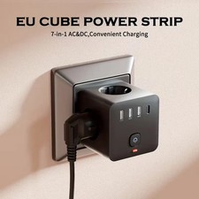 7-in-1 cubo Ciabatta Convertibile con 3 Prese AC 3 Porte USB e 1 Porta Type-C