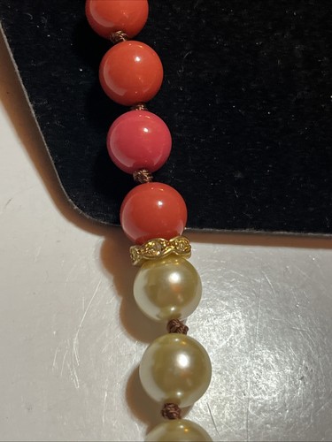 J Crew Goldtone Orange Coral Bubble Bead Balls Necklace 30” - Picture 4 of 6