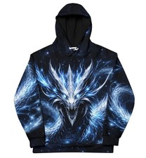 Gothic Dragon All Over Print Hoodie, Unisex Dark Fantasy Dragon Sweatshirt