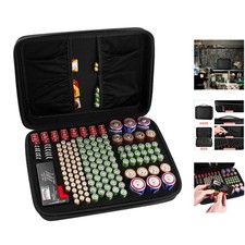 Compact Black Battery Organizer with Tester: Protects 160 Batteries from Damage