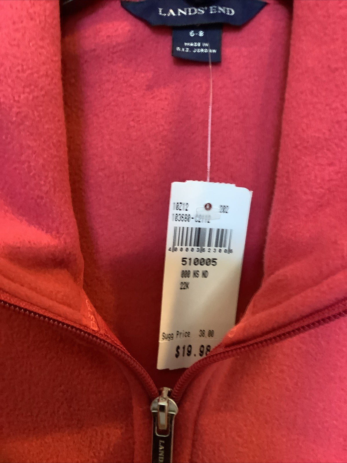 Lands End Vest Womens Size 6-8 Pink Fleece Full Zip Basic Outdoor, New thumbnail 4