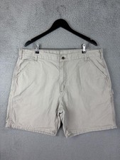 Carhartt Shorts Mens 40 Beige Canvas Utility Workwear Cargo 10 Inseam Cotton Men