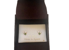 18k Gold Genuine Emerald Stud Earrings for girls GENUINE EMERALD May NIB
