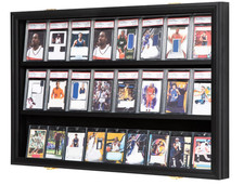 24 Baseball Card Display Case-Lockable Sports Graded Card Display Case Wall Moun