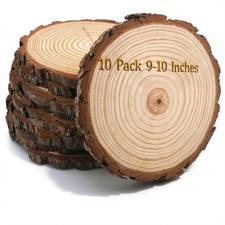 10 Pack Large Wood Slices for Centerpieces 9-10 Inch - Natural Unfinished Rou...