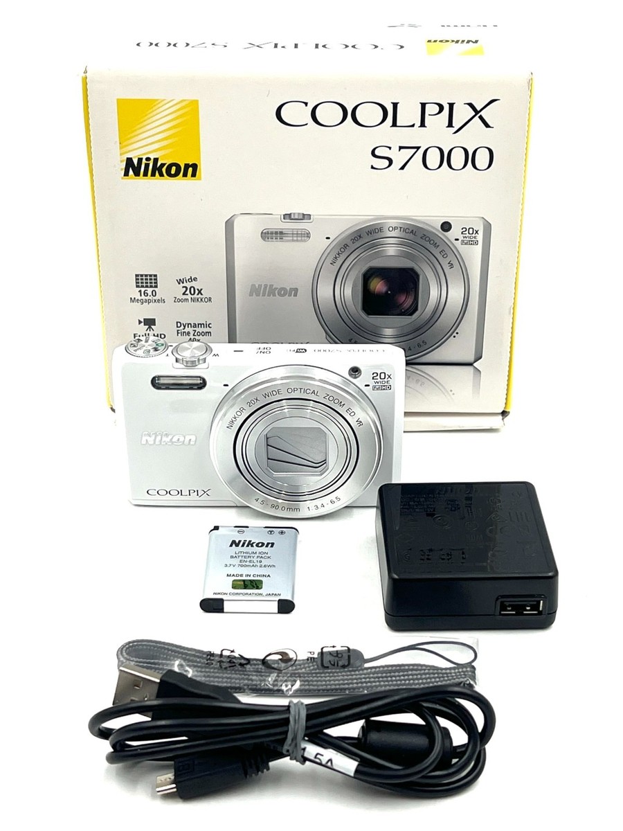 Nikon Coolpix S7000 White 16MP 20x Compact Digital Camera from USA