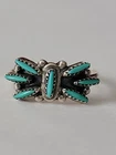 Vintage Signed Acque Zuni Petit Point Turquoise Sterling Silver  Ring Size 7
