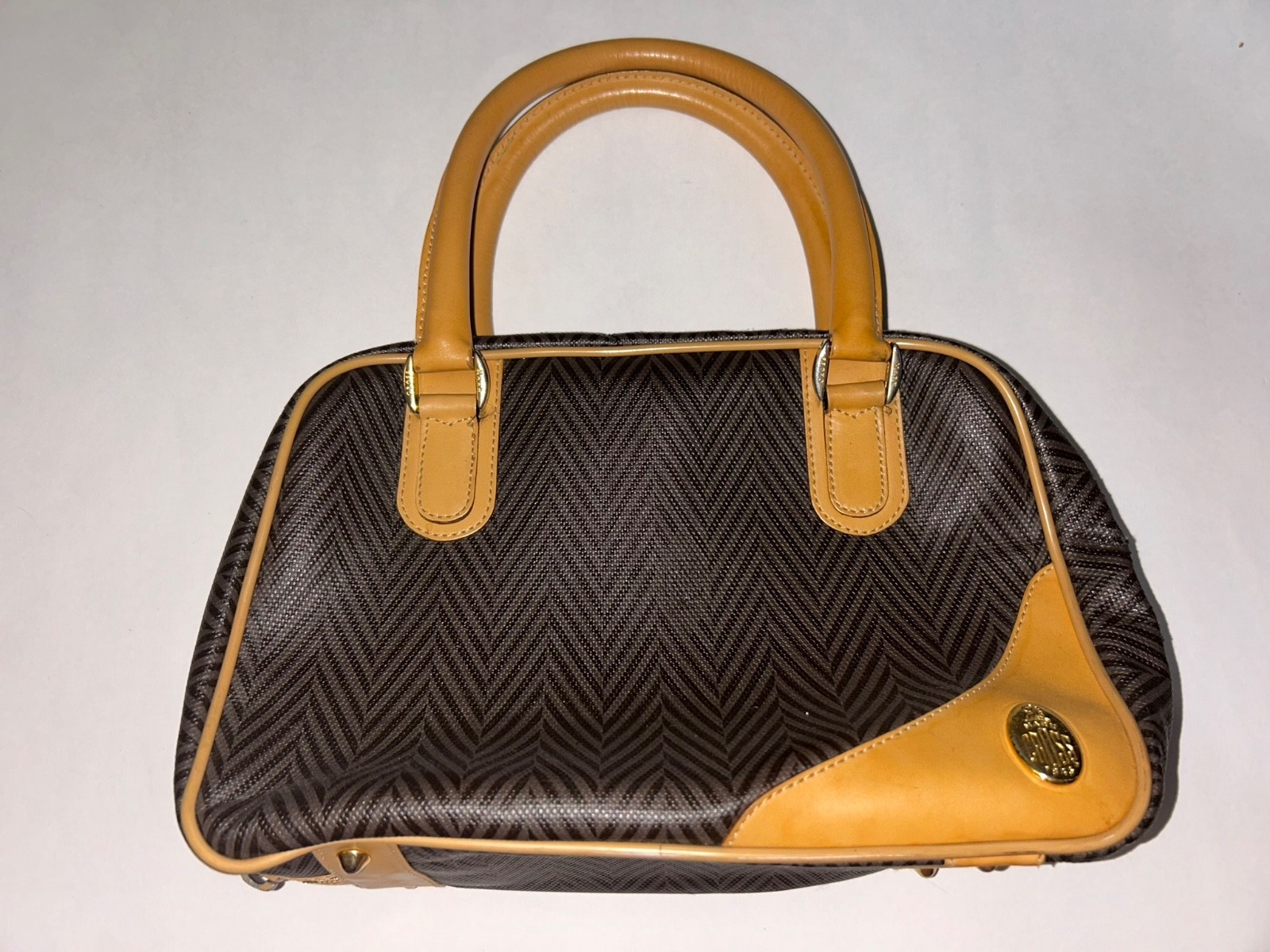 Mark Cross Leather-Trimmed Patterned Handbag Mark… - image 2
