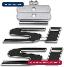 3d Metal Si Logo Car Front Grille Emblem Trunk Lid Badge Silver Honda Style