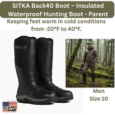 Sitka Back 40 Boots Black Men’s Size 10
