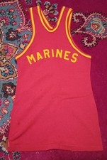 1950s Vintage US Marines USMC Basketball Jersey Stitched letters & number
